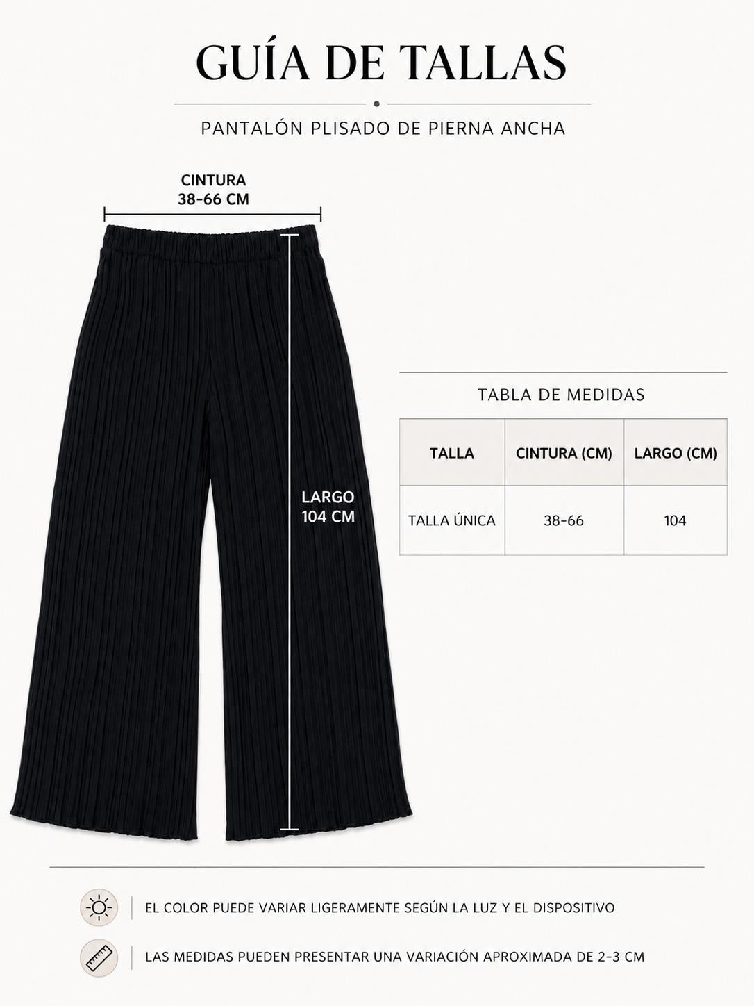 YULVET Pantalón plisado de pierna ancha con cintura elástica, tejido cómodo y caída fluida