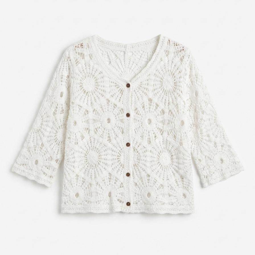 YULVET Chaqueta Crochet Calado Estilo Boho Chic