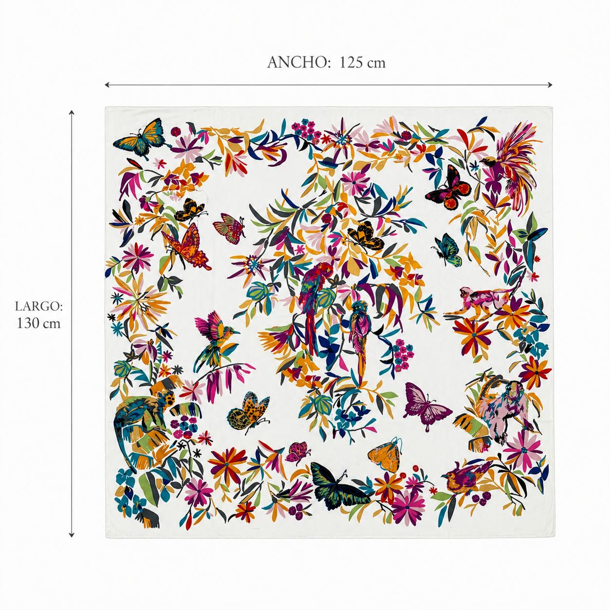 YULVET Pañuelo cuadrado satinado con estampado floral multicolor y mariposas, estilo elegante y versátil para looks sofisticados