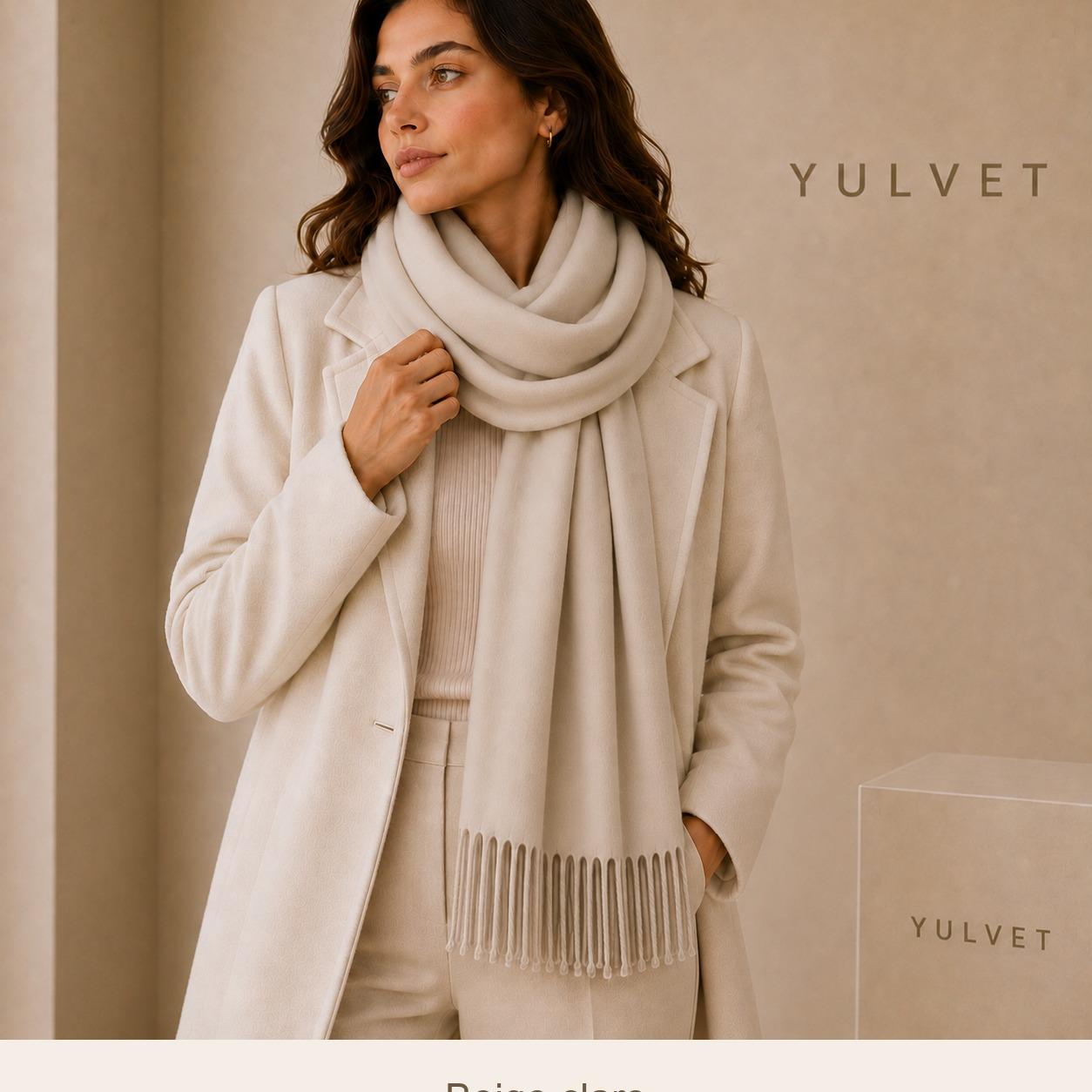 YULVET Bufanda para mujer de tacto suave con flecos, tejido liso ligero y caída elegante, accesorio versátil para uso diario, oficina, viajes y regalo