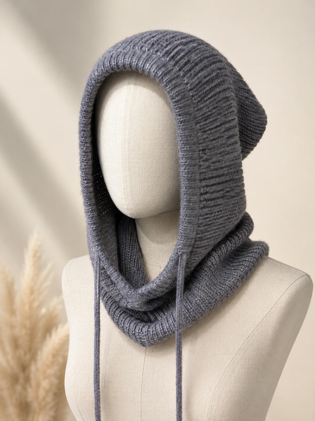 YULVET Balaclava de Punto con Capucha Integrada y Cuello Envolvente, Diseño Multifunción con Cordón Ajustable, Cálida y Cómoda para Otoño e Invierno, Talla Única
