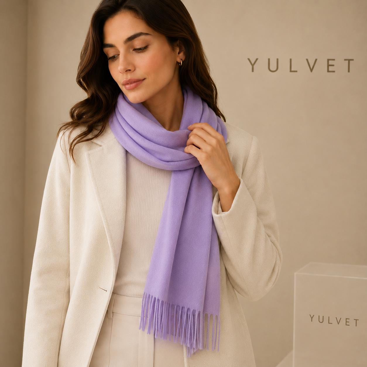 YULVET Bufanda para mujer de tacto suave con flecos, tejido liso ligero y caída elegante, accesorio versátil para uso diario, oficina, viajes y regalo