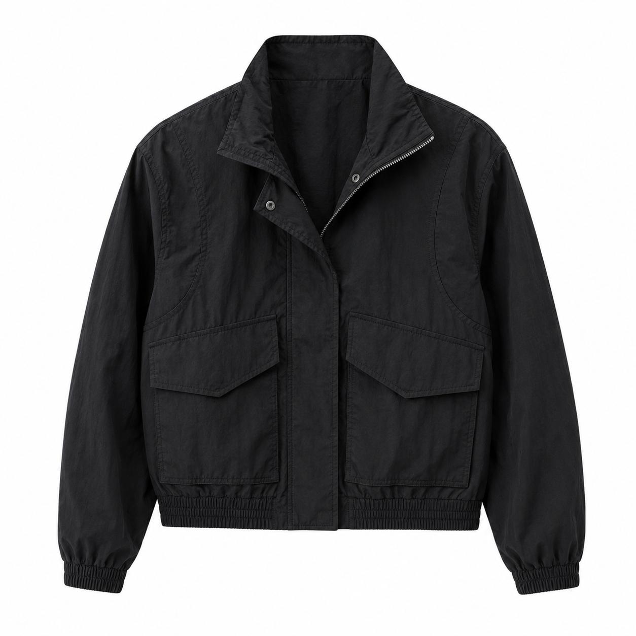 YULVET Chaqueta Ligera de Mujer con Cuello Alto, Cierre Frontal, Bolsillos Amplios, Puños Elásticos y Diseño Casual de Entretiempo
