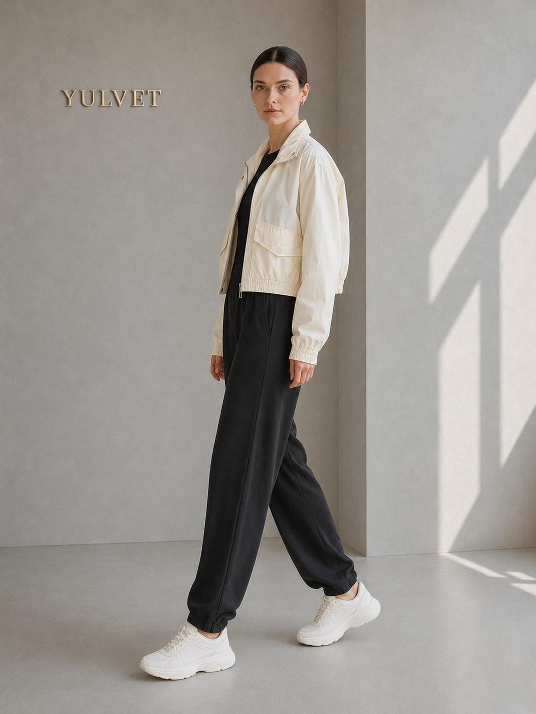 YULVET Chaqueta Ligera de Mujer con Cuello Alto, Cierre Frontal, Bolsillos Amplios, Puños Elásticos y Diseño Casual de Entretiempo