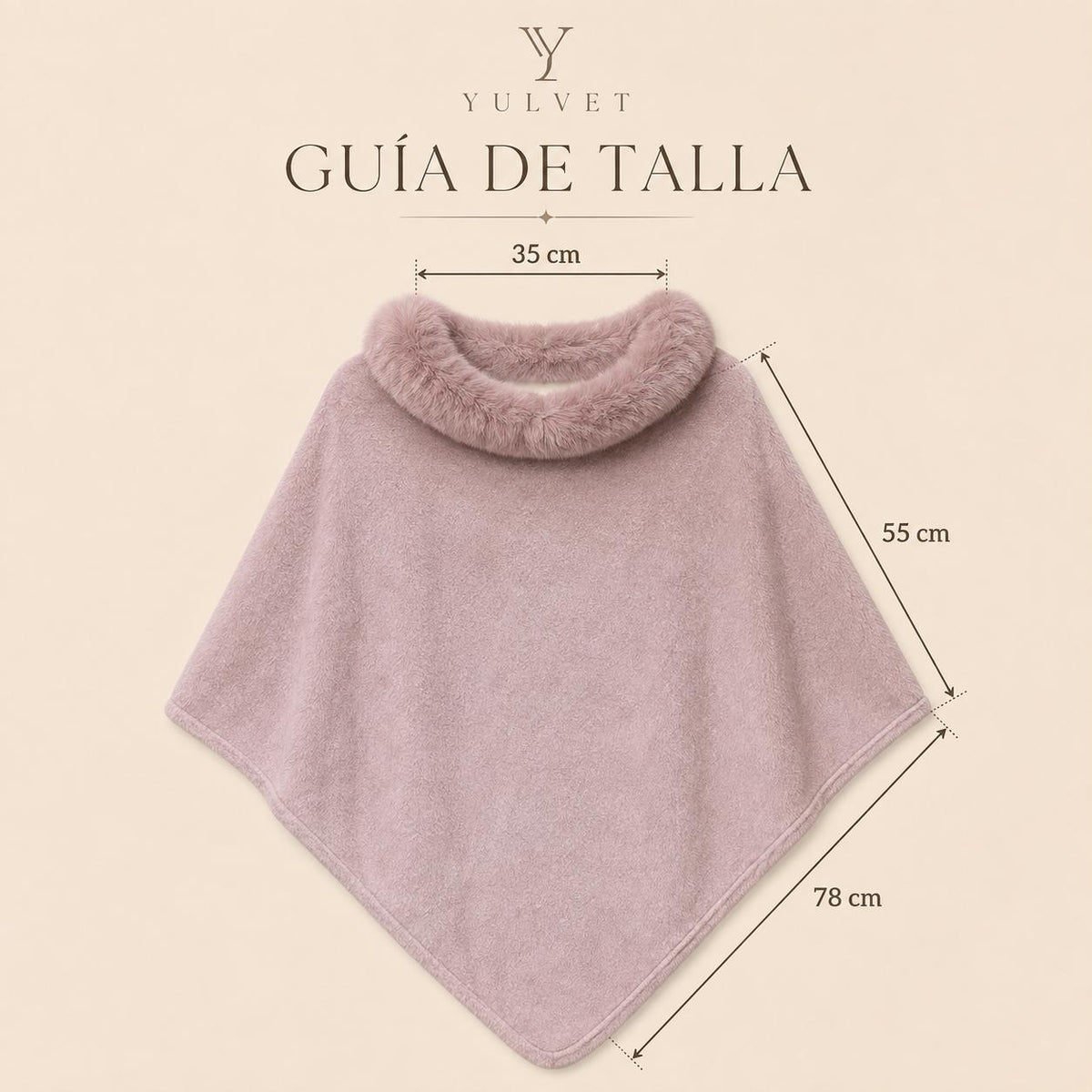 YULVET Poncho de Mujer con Cuello de Pelo Suave, Capa Elegante de Viscosa con Caída Fluida, Tacto Agradable y Diseño Versátil para Otoño e Invierno
