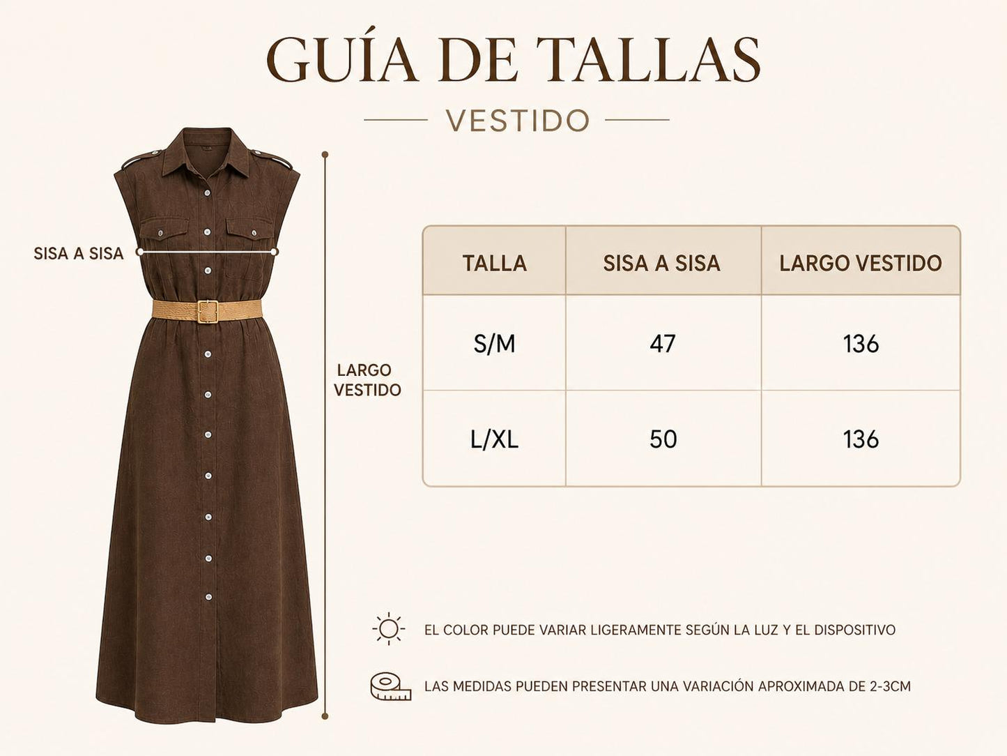 YULVET vestido camisero largo sin mangas con cinturón incluido, botones delanteros y bolsillos en el pecho, diseño fluido y elegante para looks cómodos de temporada