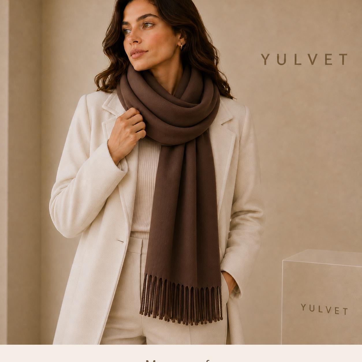 YULVET Bufanda para mujer de tacto suave con flecos, tejido liso ligero y caída elegante, accesorio versátil para uso diario, oficina, viajes y regalo