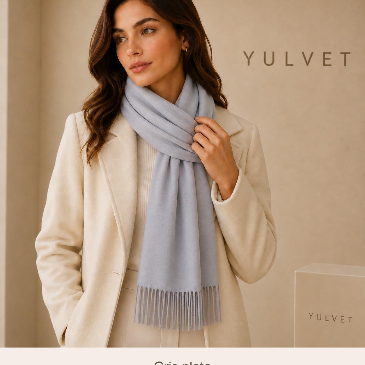 YULVET Bufanda para mujer de tacto suave con flecos, tejido liso ligero y caída elegante, accesorio versátil para uso diario, oficina, viajes y regalo