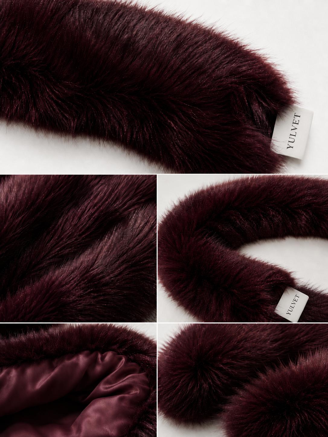 YULVET Cuello de Pelo Sintético Suave y Elegante para Mujer, Accesorio de Abrigo con Diseño Alargado y Puntas Estrechas para Vestidos, Chaquetas y Looks de Fiesta