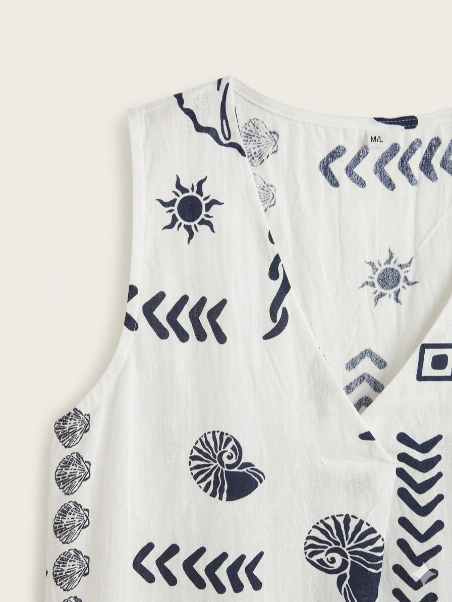 Vestido estampado estilo boho con escote en V, corte fluido y tejido ligero ideal para verano, diseño cómodo y elegante perfecto para looks casuales o vacaciones