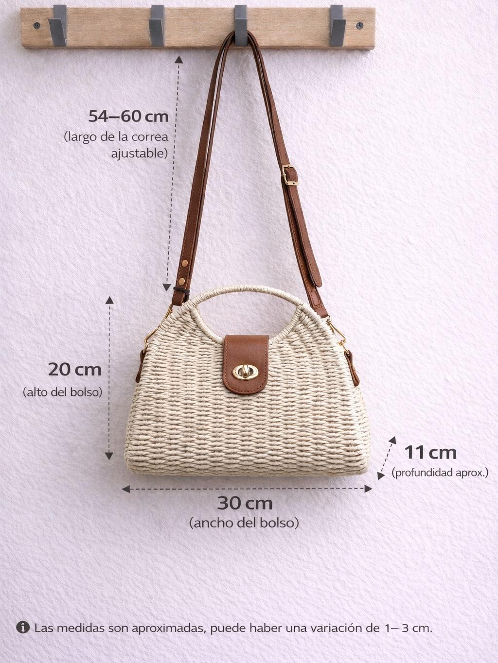 YULVET Bolso Trenzado de Diseño Natural con Asa Redonda y Correa de Cuero Chic