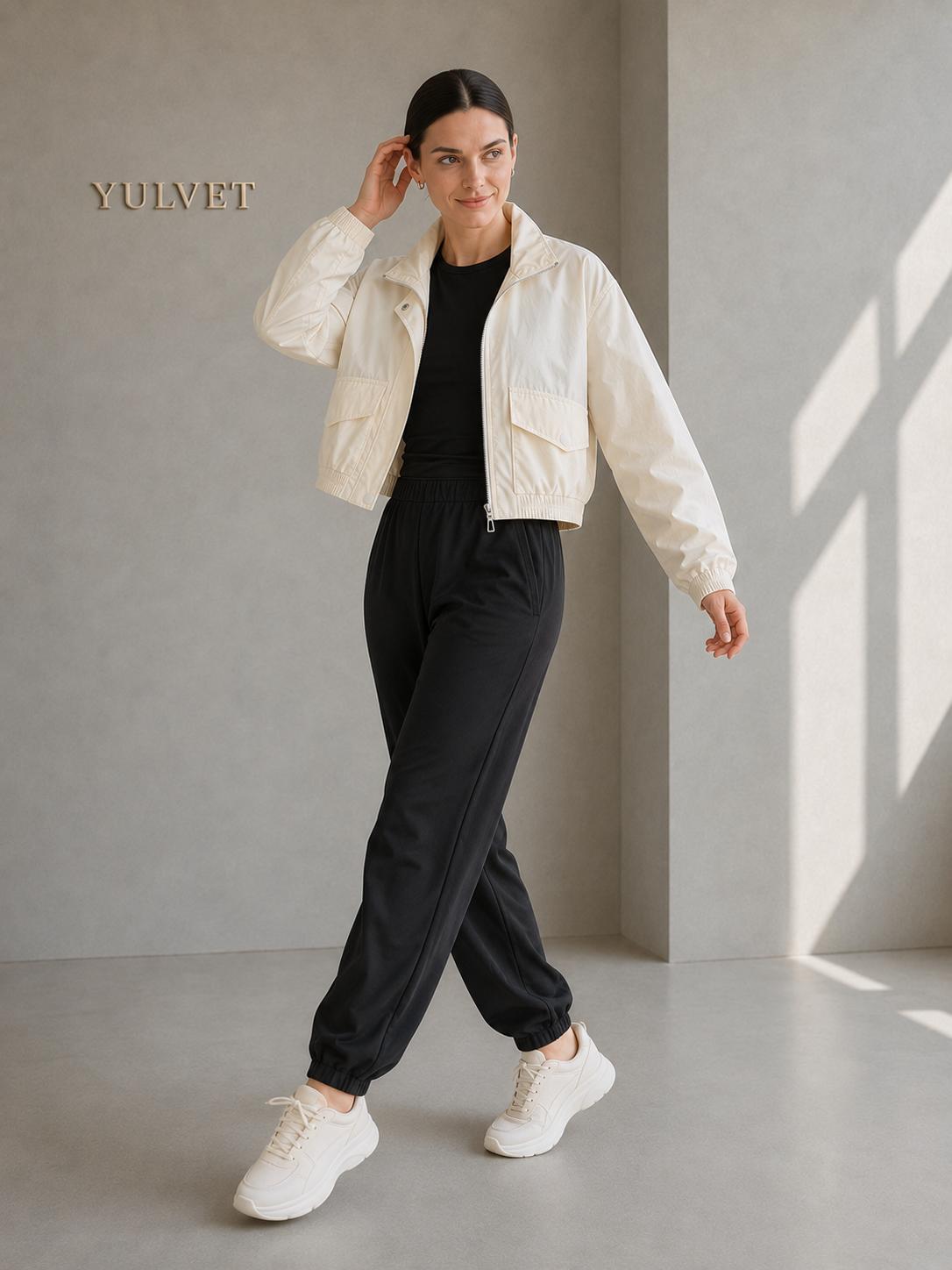 YULVET Chaqueta Ligera de Mujer con Cuello Alto, Cierre Frontal, Bolsillos Amplios, Puños Elásticos y Diseño Casual de Entretiempo