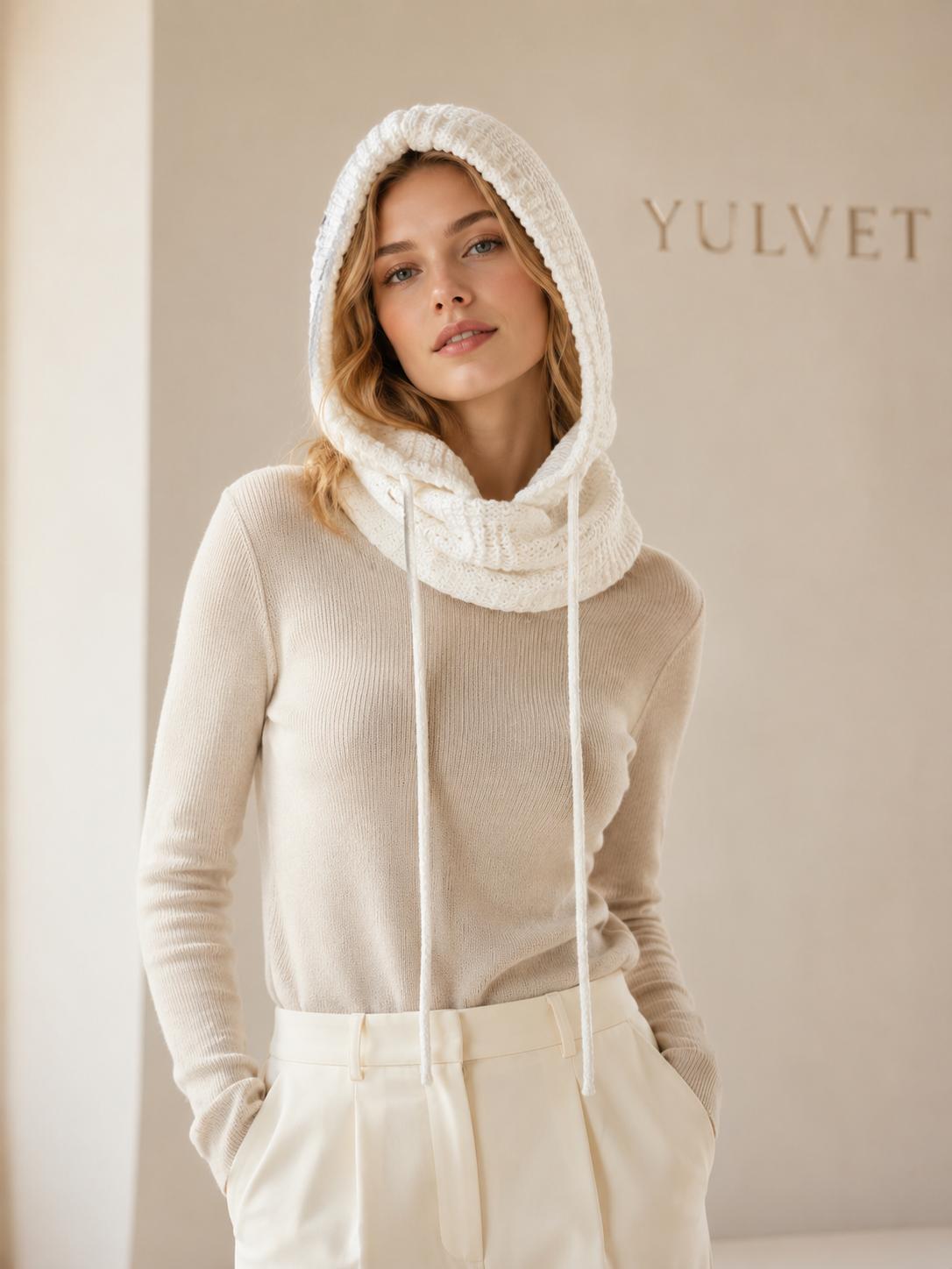 YULVET Balaclava de Punto con Capucha Integrada y Cuello Envolvente, Diseño Multifunción con Cordón Ajustable, Cálida y Cómoda para Otoño e Invierno, Talla Única