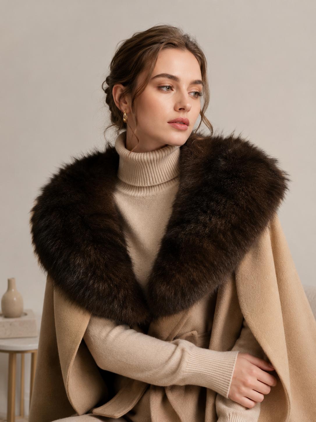 YULVET Cuello de Pelo Sintético Suave y Elegante para Mujer, Accesorio de Abrigo con Diseño Alargado y Puntas Estrechas para Vestidos, Chaquetas y Looks de Fiesta