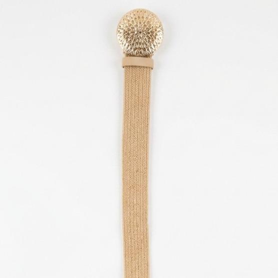 Cinturón Elástico Trenzado con Hebilla Redonda Decorativa