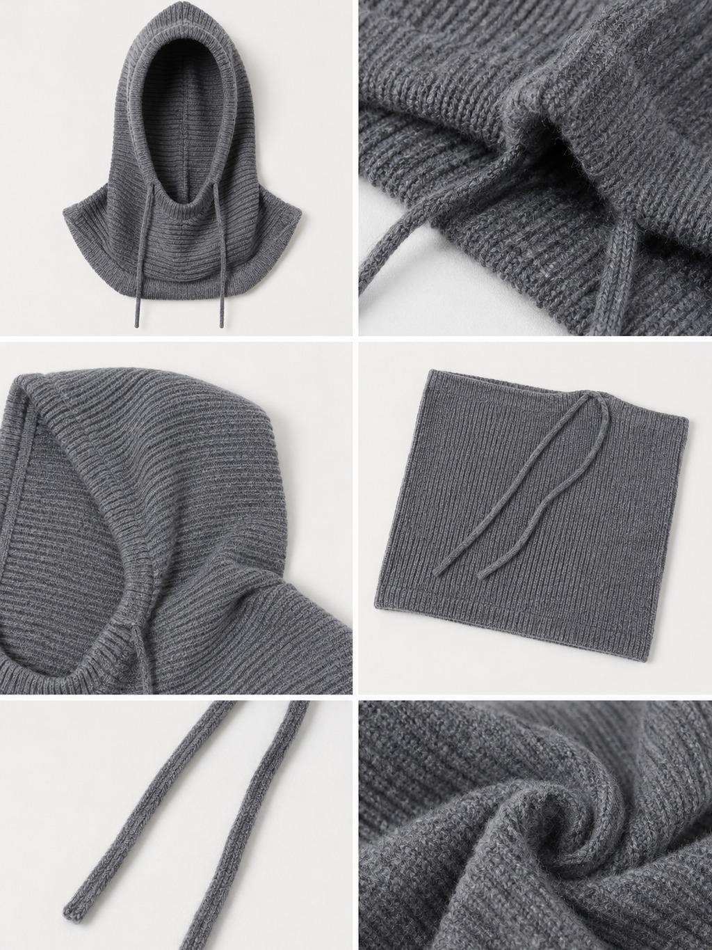 YULVET Balaclava de Punto con Capucha Integrada y Cuello Envolvente, Diseño Multifunción con Cordón Ajustable, Cálida y Cómoda para Otoño e Invierno, Talla Única