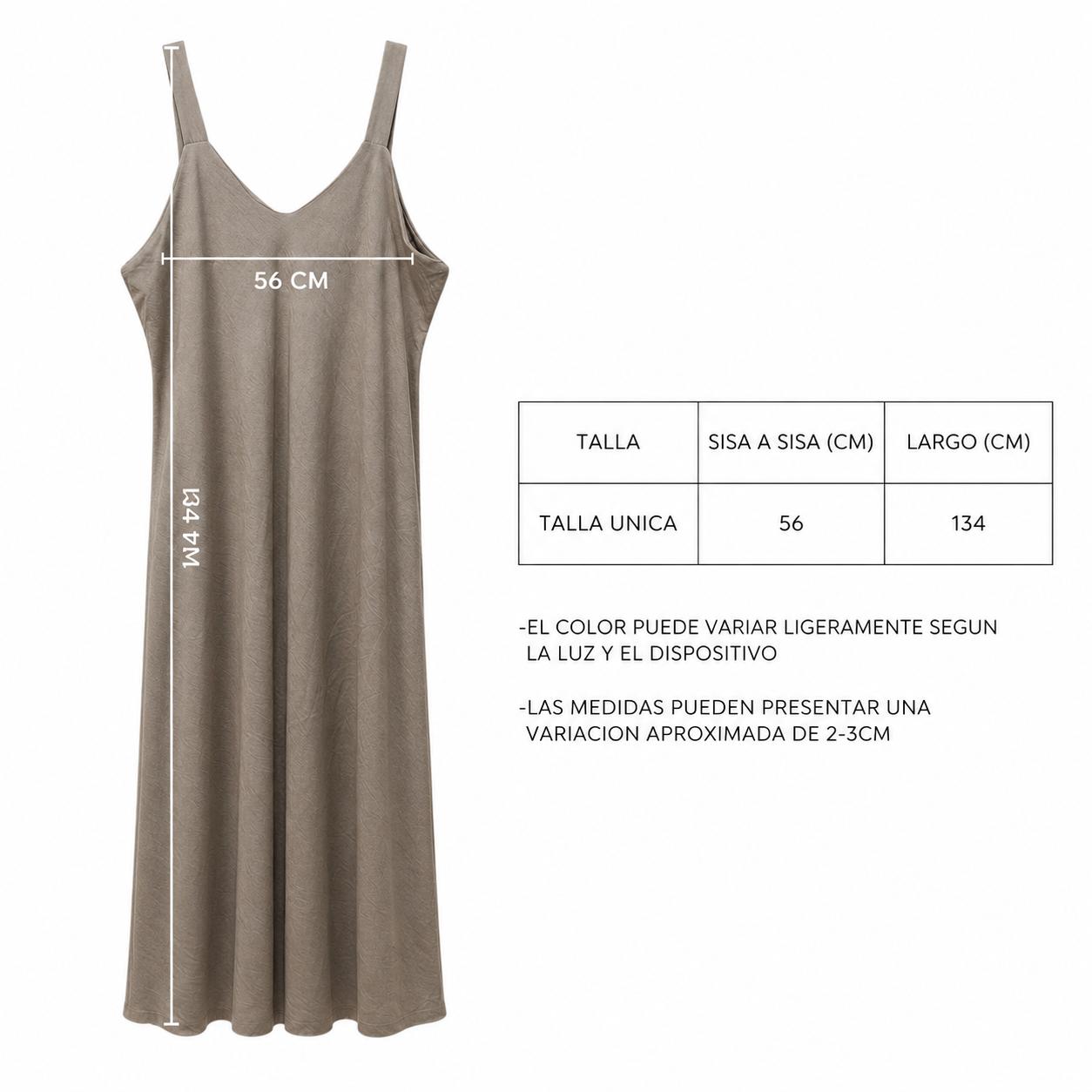 Vestido largo fluido YULVET de tirantes anchos con escote en pico y caída amplia efecto evasé