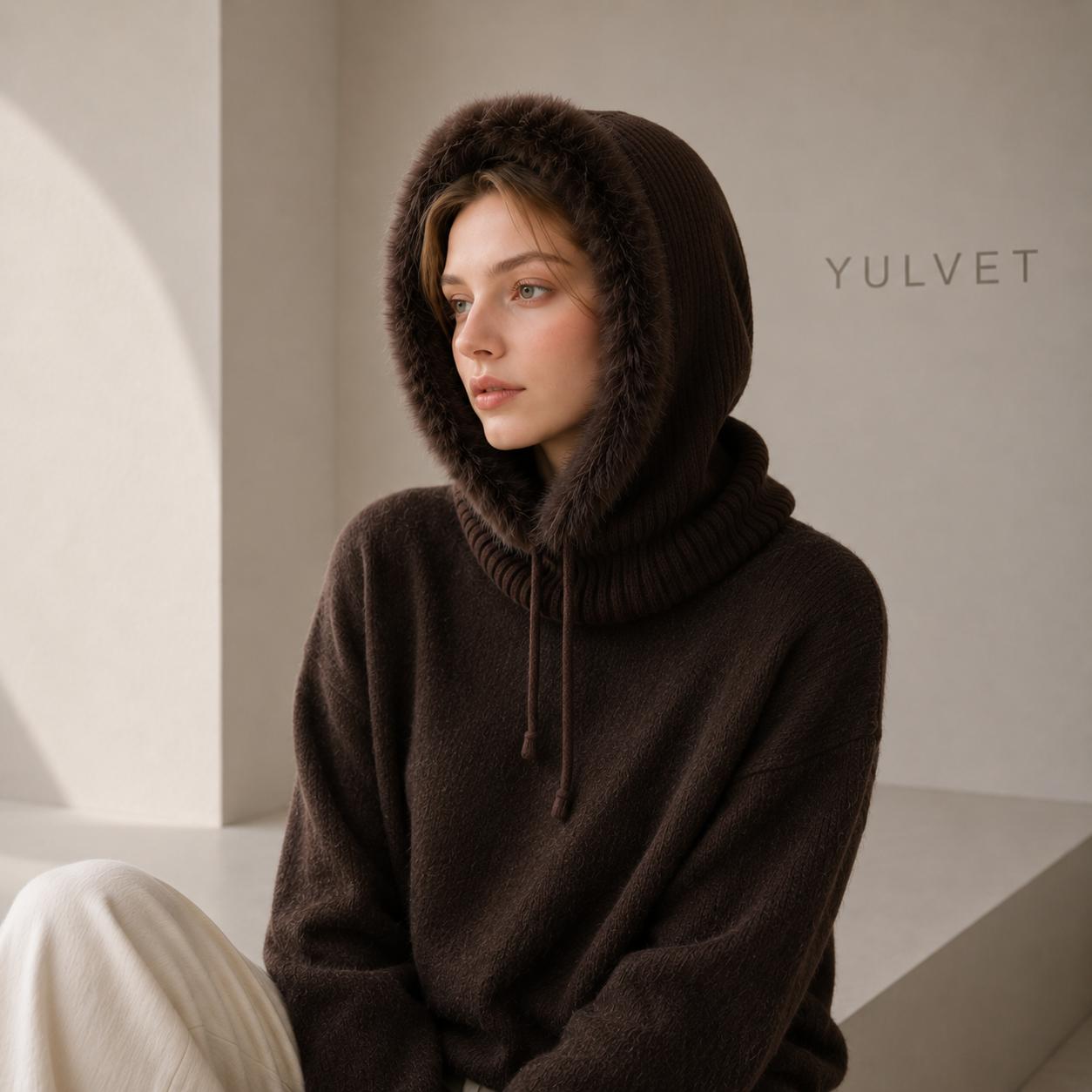YULVET Balaclava de Punto con Capucha Integrada y Cuello Envolvente, Diseño Multifunción con Cordón Ajustable, Cálida y Cómoda para Otoño e Invierno, Talla Única