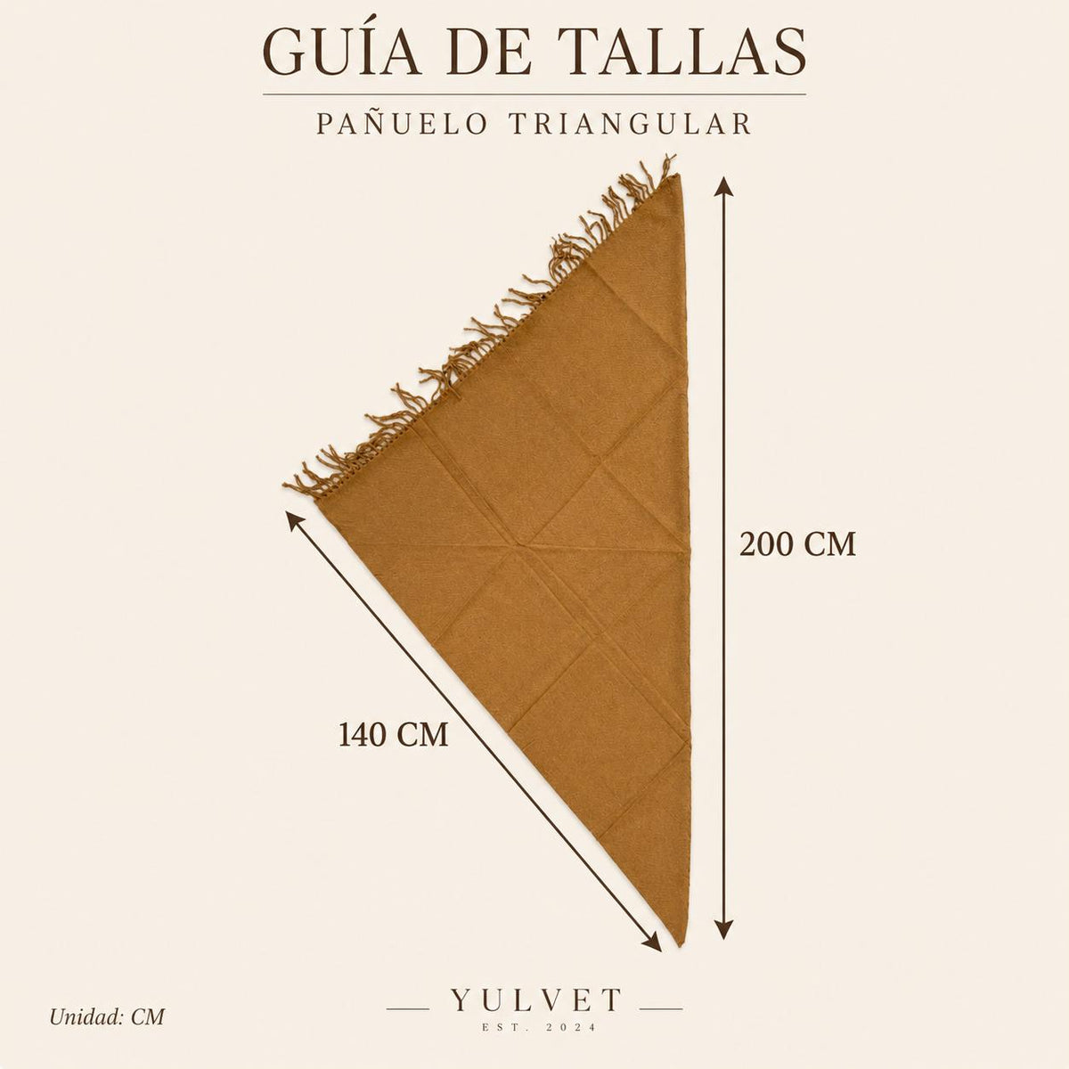YULVET Pañuelo Triangular para Mujer de con Flecos en un Solo Lado, Bufanda Suave de Diseño Asimétrico y Caída Natural para Llevar al Cuello o como Chal sobre los Hombros