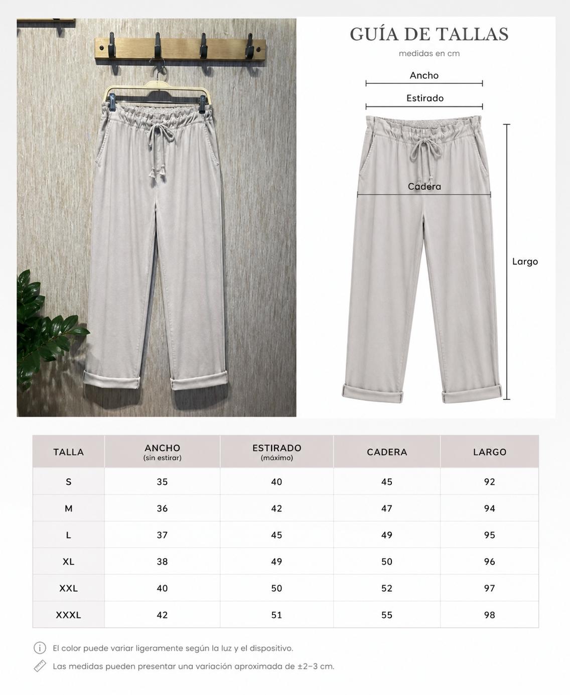 YULVET Pantalón de Algodón Corte Relajado con Cintura Elástica y Cordón Ajustable para Uso Diario con Bolsillos Laterales