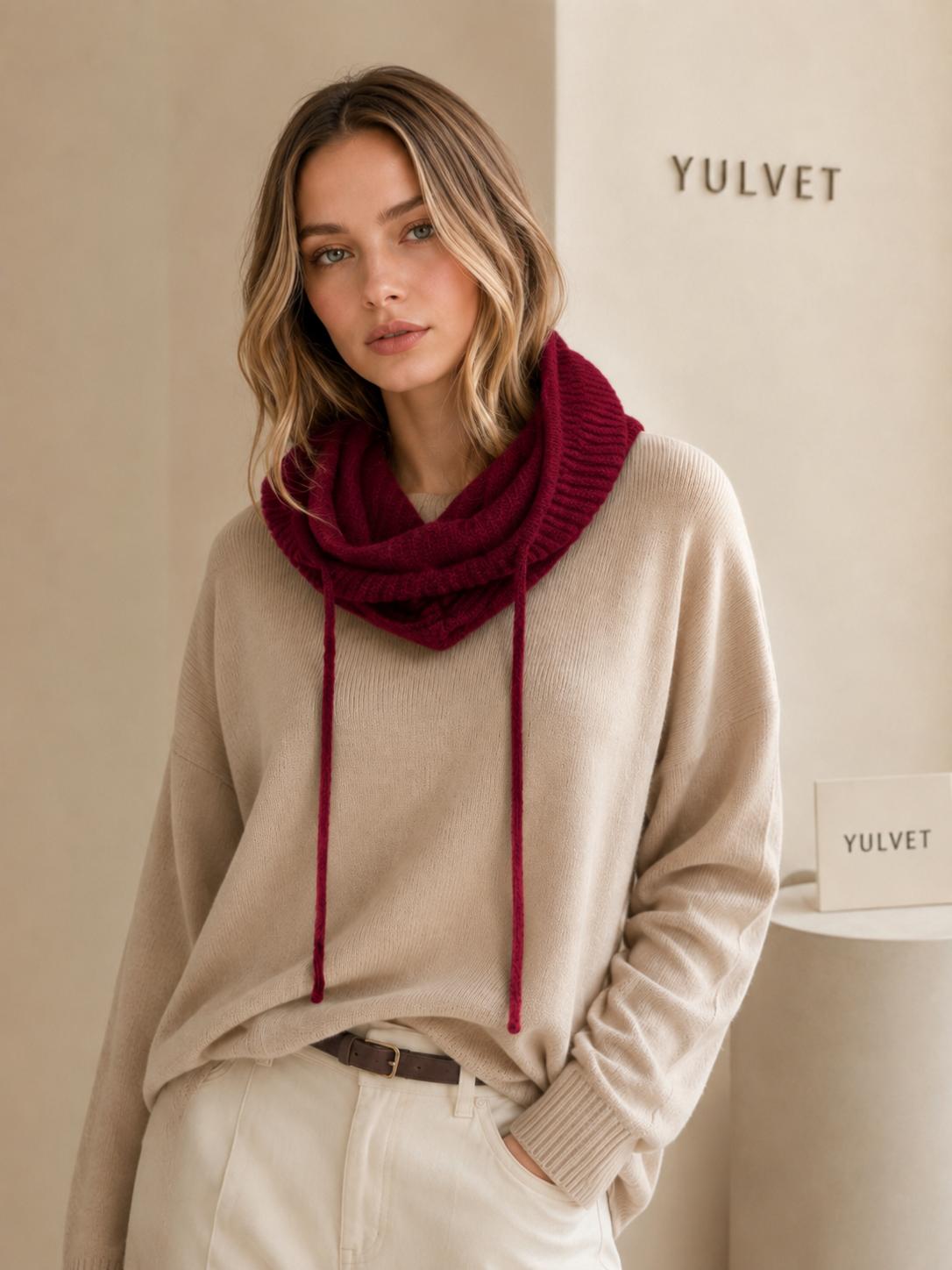YULVET Balaclava de Punto con Capucha Integrada y Cuello Envolvente, Diseño Multifunción con Cordón Ajustable, Cálida y Cómoda para Otoño e Invierno, Talla Única