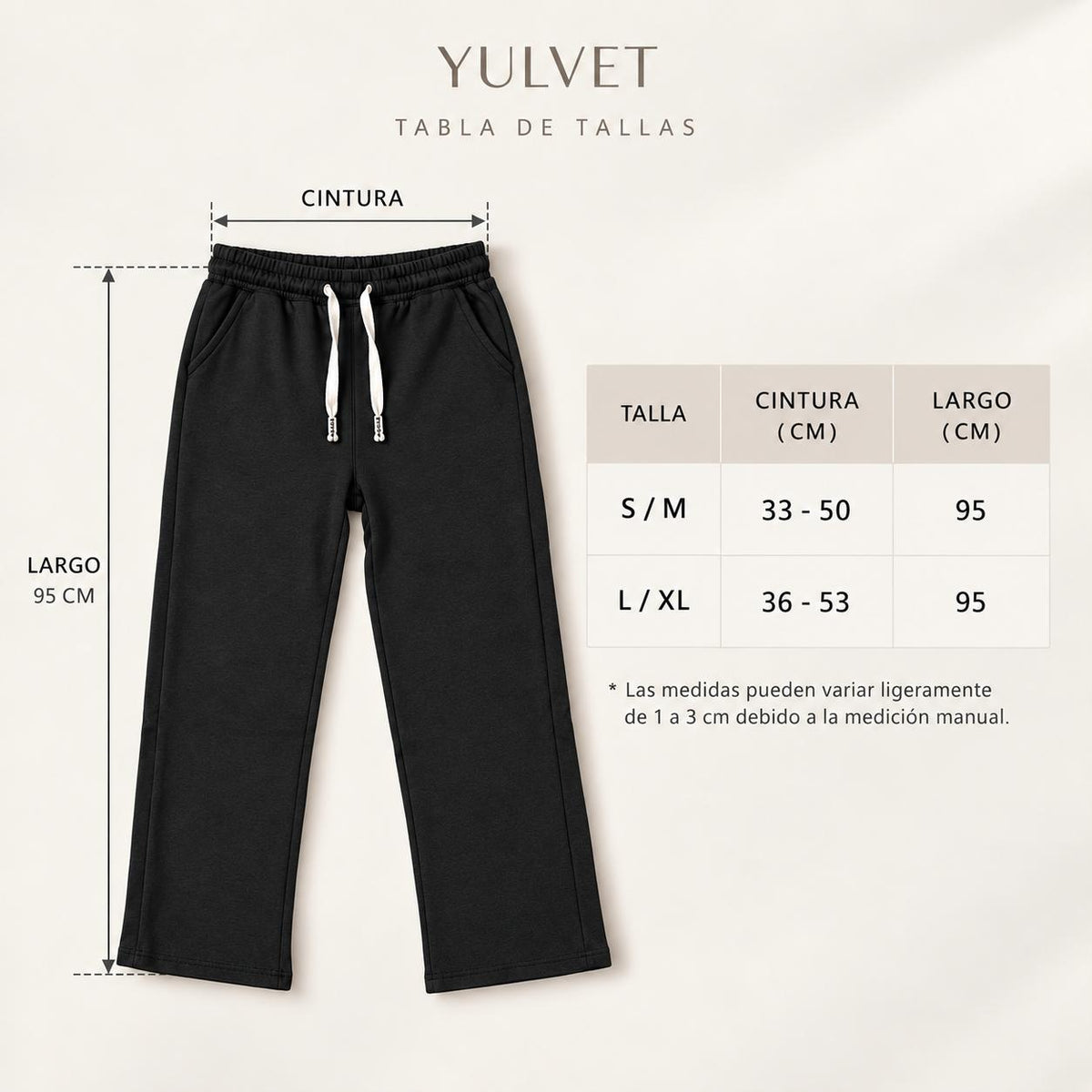 YULVET Pantalón de Mujer con Interior Afelpado, Corte Recto Holgado, Cintura Elástica con Cordón Ajustable y Bolsillos Laterales, Tejido Suave y Flexible