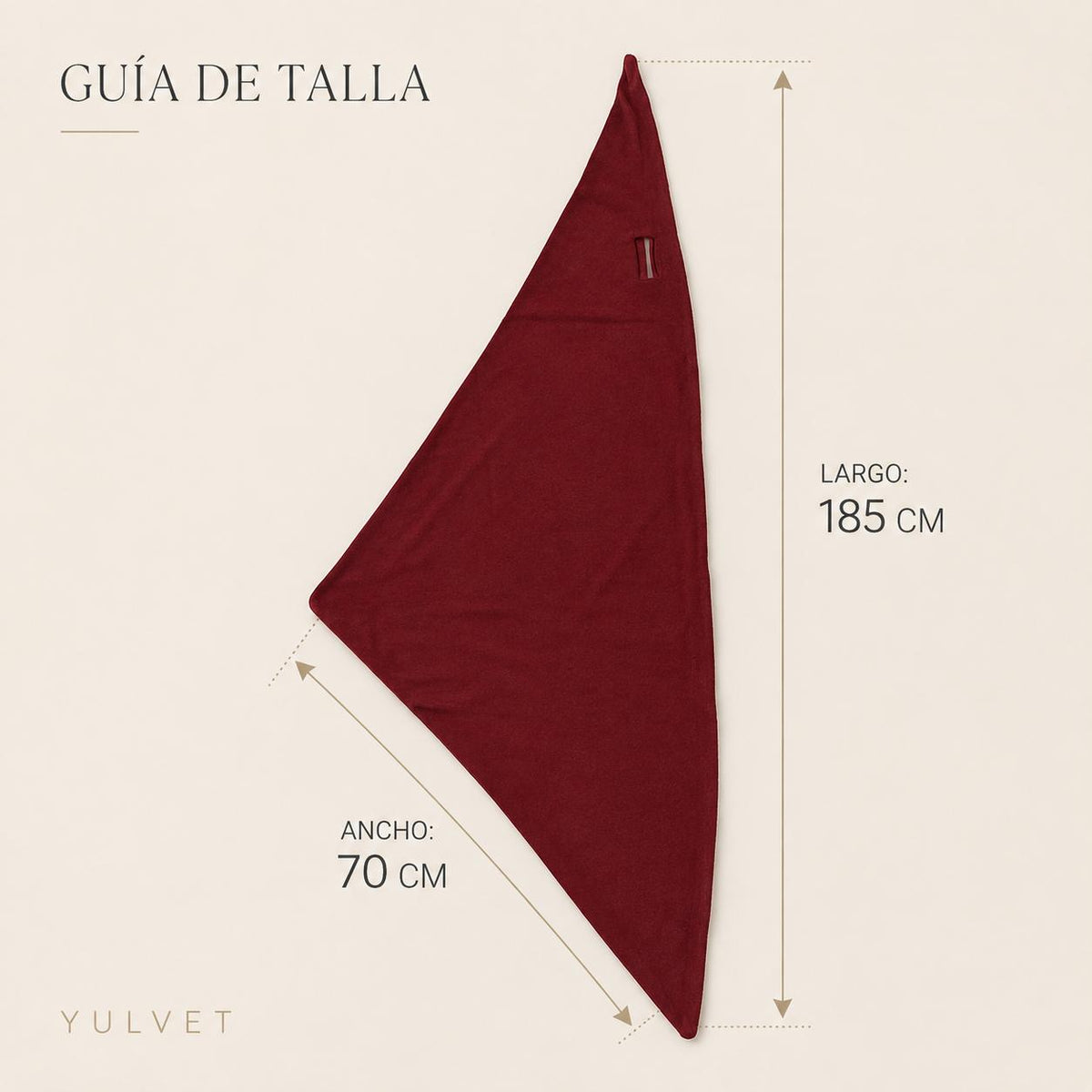 YULVET Chal Triangular para Mujer de 100% Poliéster con Abertura Pasante y Puntas Alargadas, Textura Suave y Caída Natural, Pañuelo Envolvente Versátil para Llevar como Bufanda o Estola