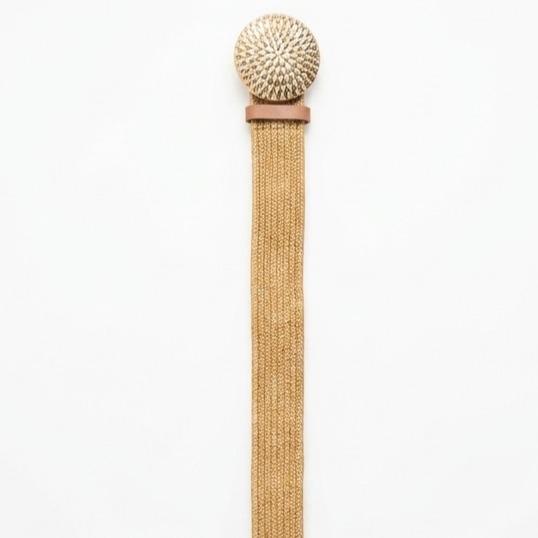 Cinturón Elástico Trenzado con Hebilla Redonda Decorativa