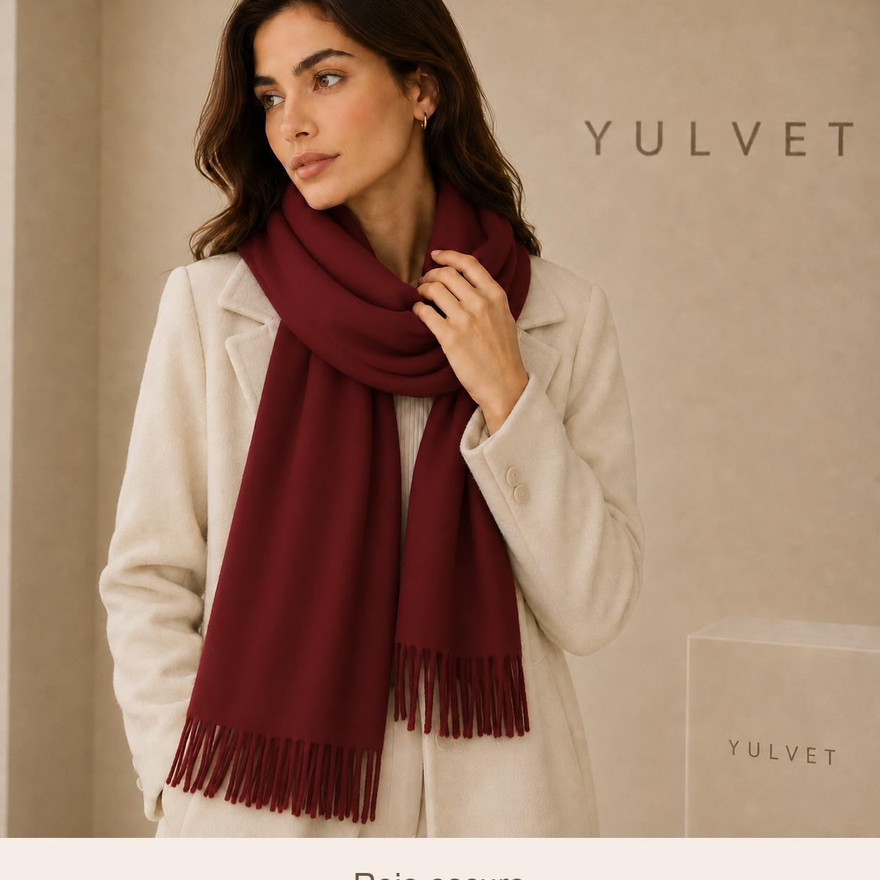 YULVET Bufanda para mujer de tacto suave con flecos, tejido liso ligero y caída elegante, accesorio versátil para uso diario, oficina, viajes y regalo