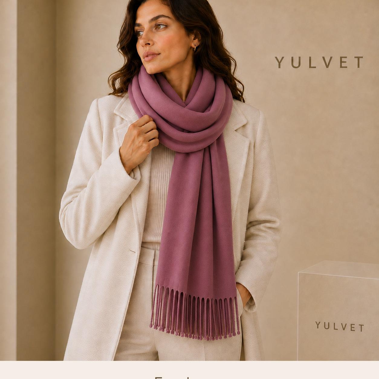 YULVET Bufanda para mujer de tacto suave con flecos, tejido liso ligero y caída elegante, accesorio versátil para uso diario, oficina, viajes y regalo