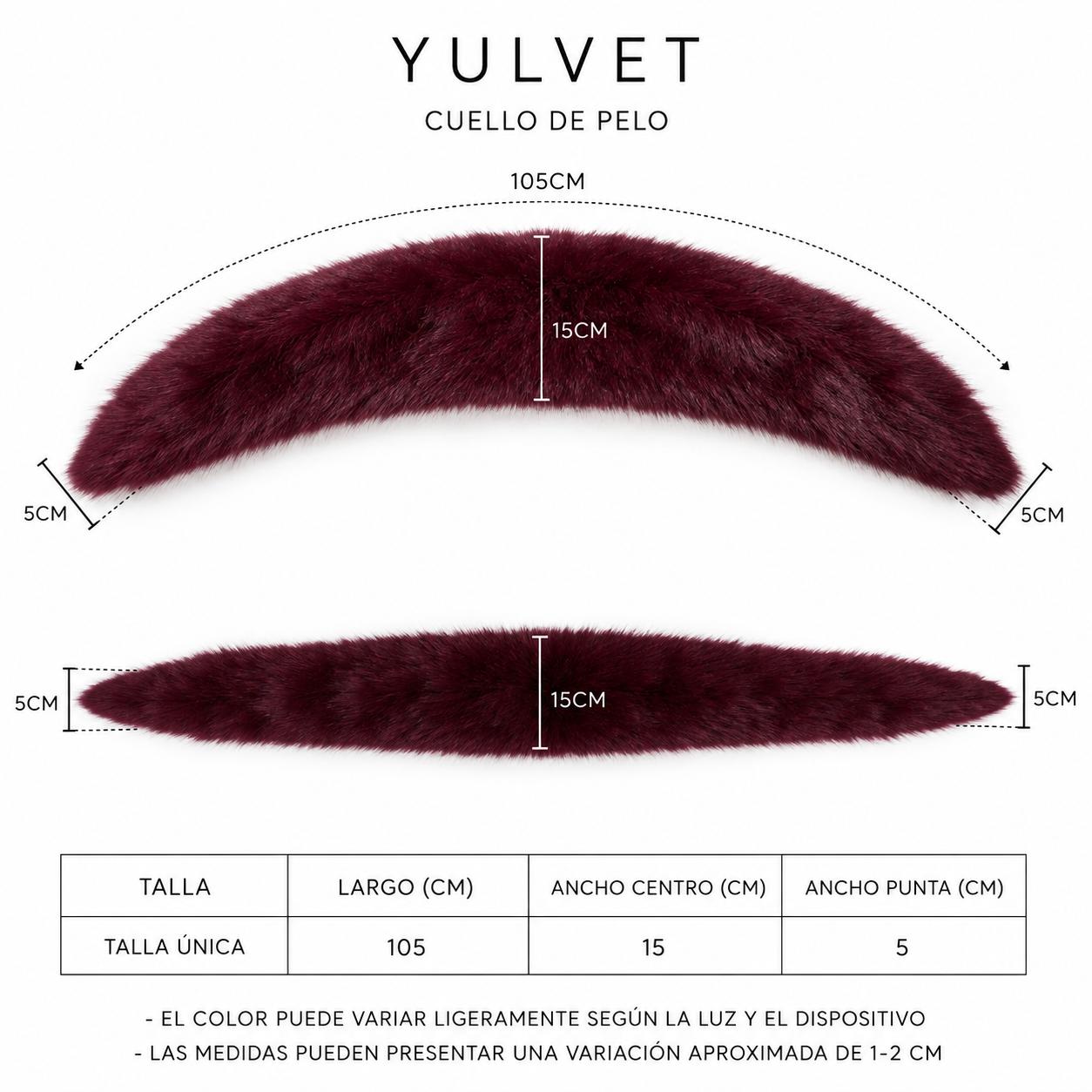 YULVET Cuello de Pelo Sintético Suave y Elegante para Mujer, Accesorio de Abrigo con Diseño Alargado y Puntas Estrechas para Vestidos, Chaquetas y Looks de Fiesta