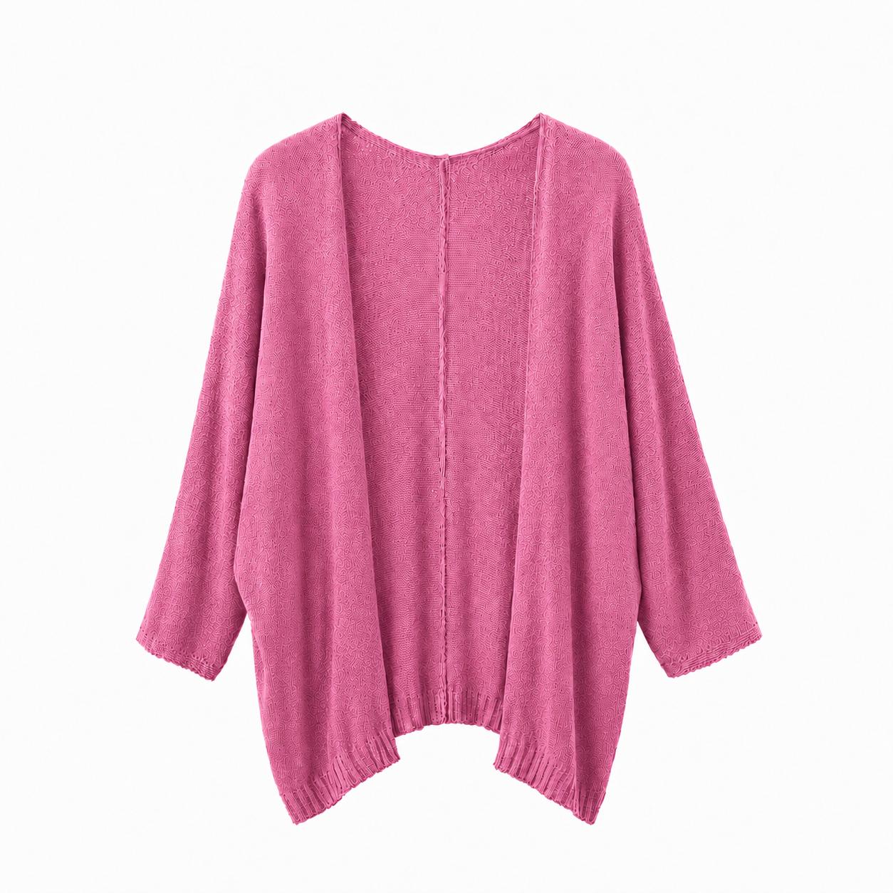 YULVET-Chaqueta Rose de Punto Ligero con Manga Amplia y Corte Fluido Estilo Relajado y Elegante para Looks Versátiles de Diario Talla Única