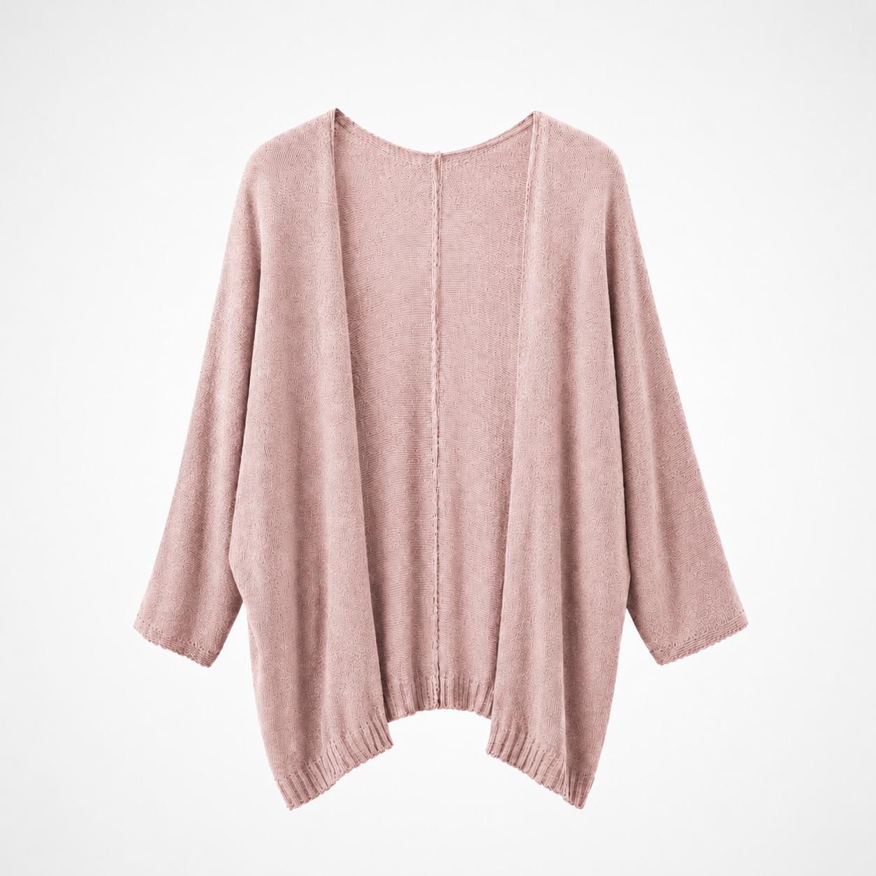 YULVET-Chaqueta Rose de Punto Ligero con Manga Amplia y Corte Fluido Estilo Relajado y Elegante para Looks Versátiles de Diario Talla Única