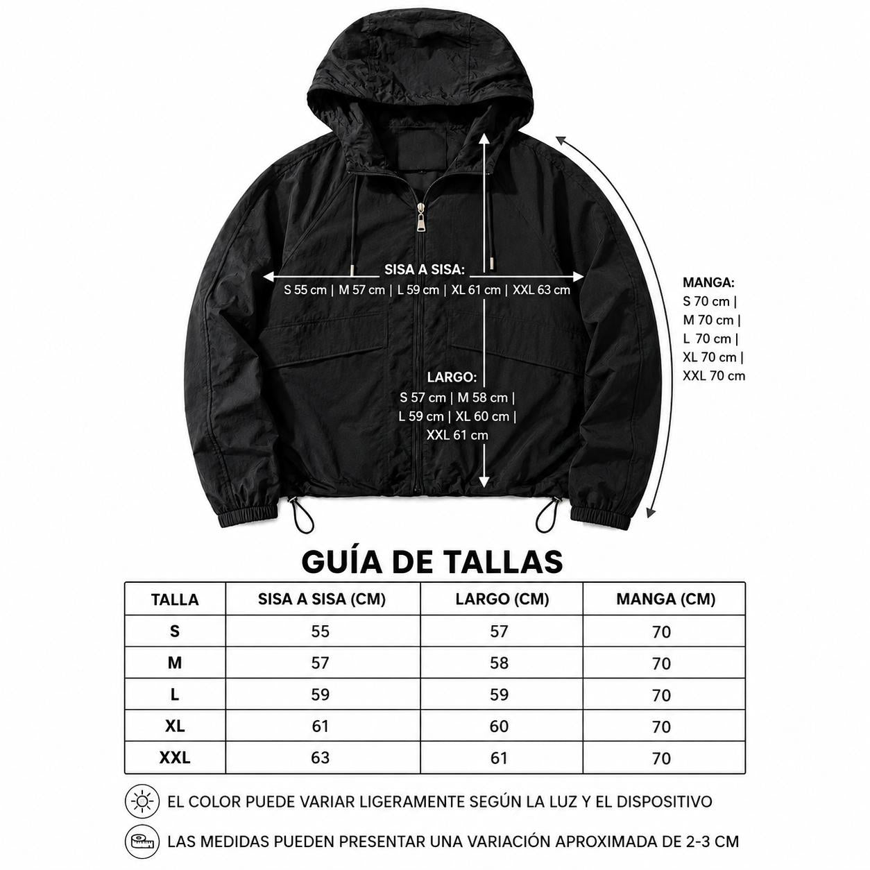 YULVET Chaqueta Ligera de Mujer con Capucha Ajustable, Cierre de Cremallera, Bolsillos con Solapa, Bajo Regulable y Forro Metalizado