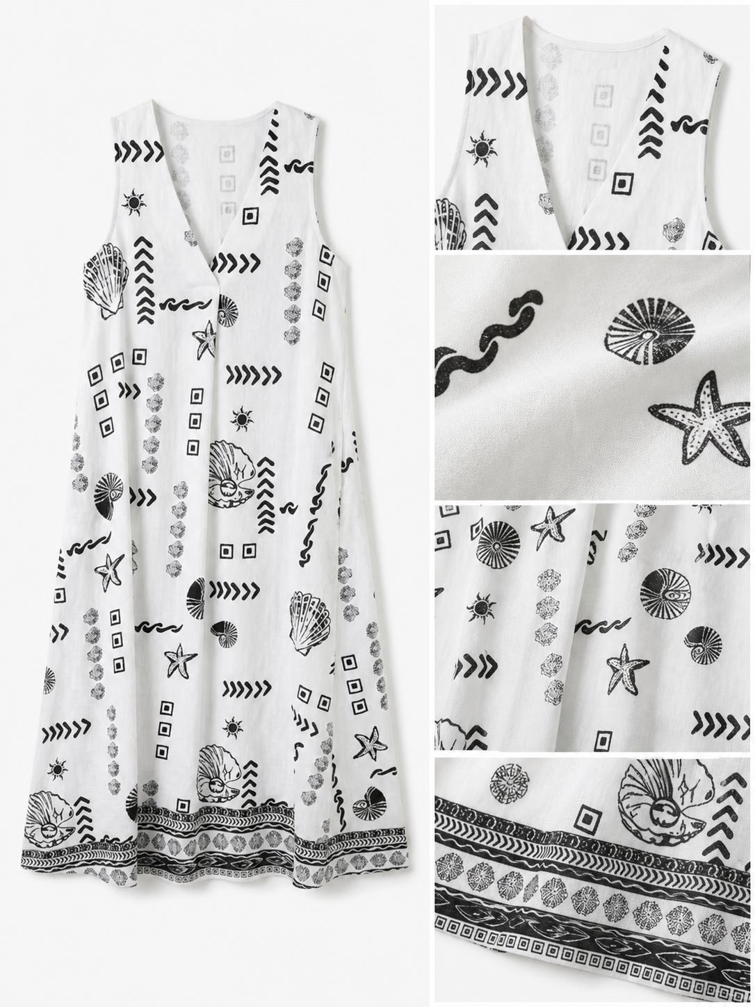 Vestido estampado estilo boho con escote en V, corte fluido y tejido ligero ideal para verano, diseño cómodo y elegante perfecto para looks casuales o vacaciones