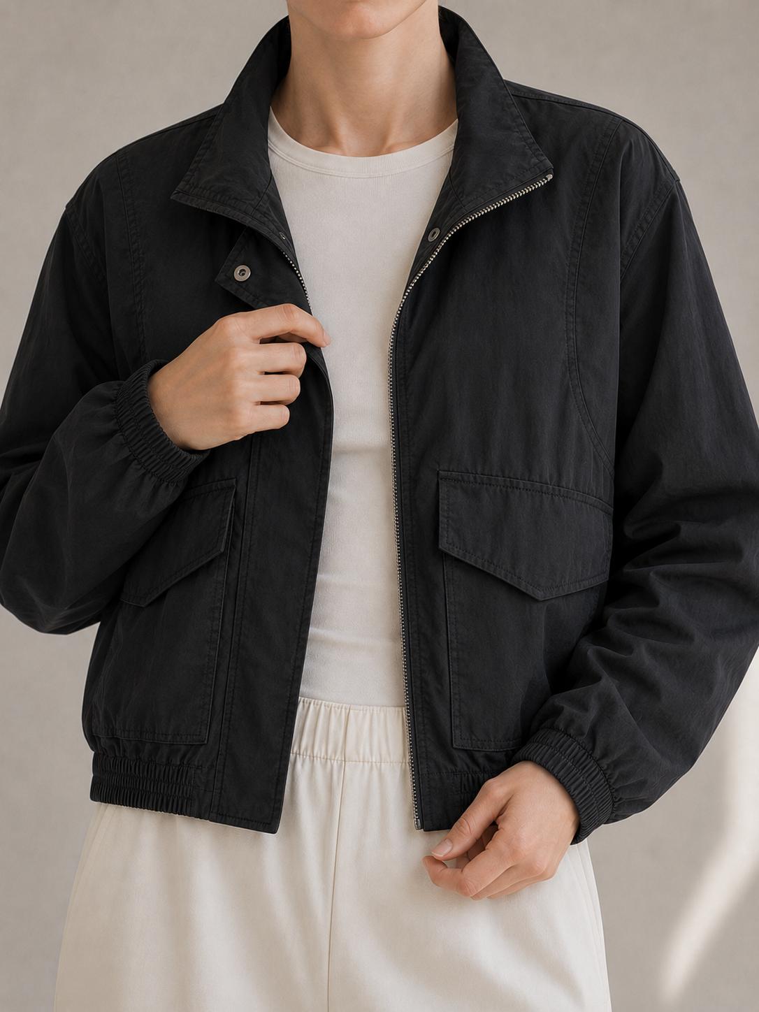 YULVET Chaqueta Ligera de Mujer con Cuello Alto, Cierre Frontal, Bolsillos Amplios, Puños Elásticos y Diseño Casual de Entretiempo