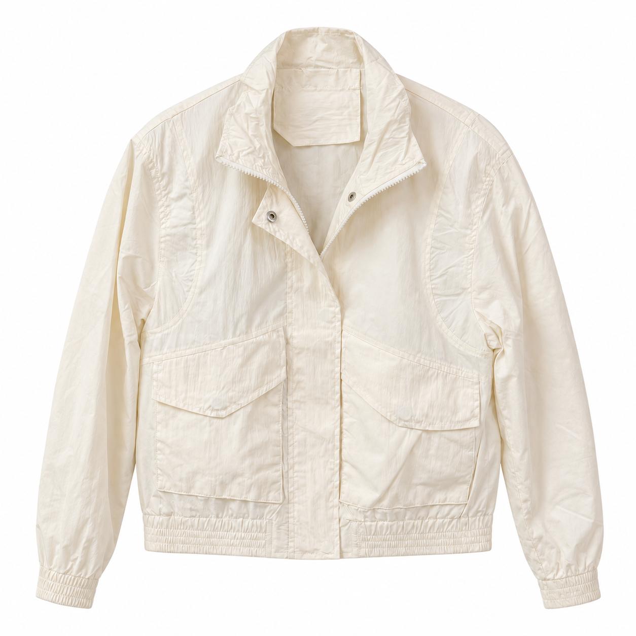 YULVET Chaqueta Ligera de Mujer con Cuello Alto, Cierre Frontal, Bolsillos Amplios, Puños Elásticos y Diseño Casual de Entretiempo