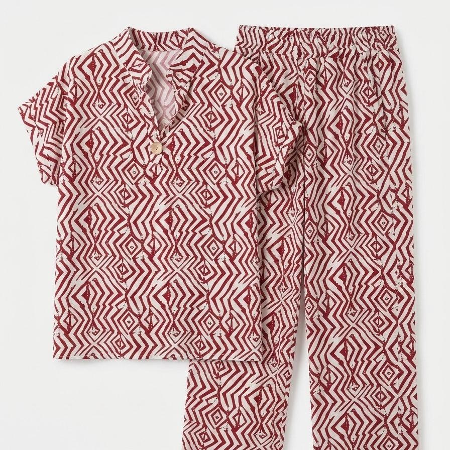 Conjunto 2 piezas blusa y pantalón ancho estampado  estilo boho, tejido ligero y fresco ideal para verano, camiseta suelta con manga corta y pantalón fluido de cintura elástica, look cómodo y elegante fácil de combinar, perfecto para vacaciones
