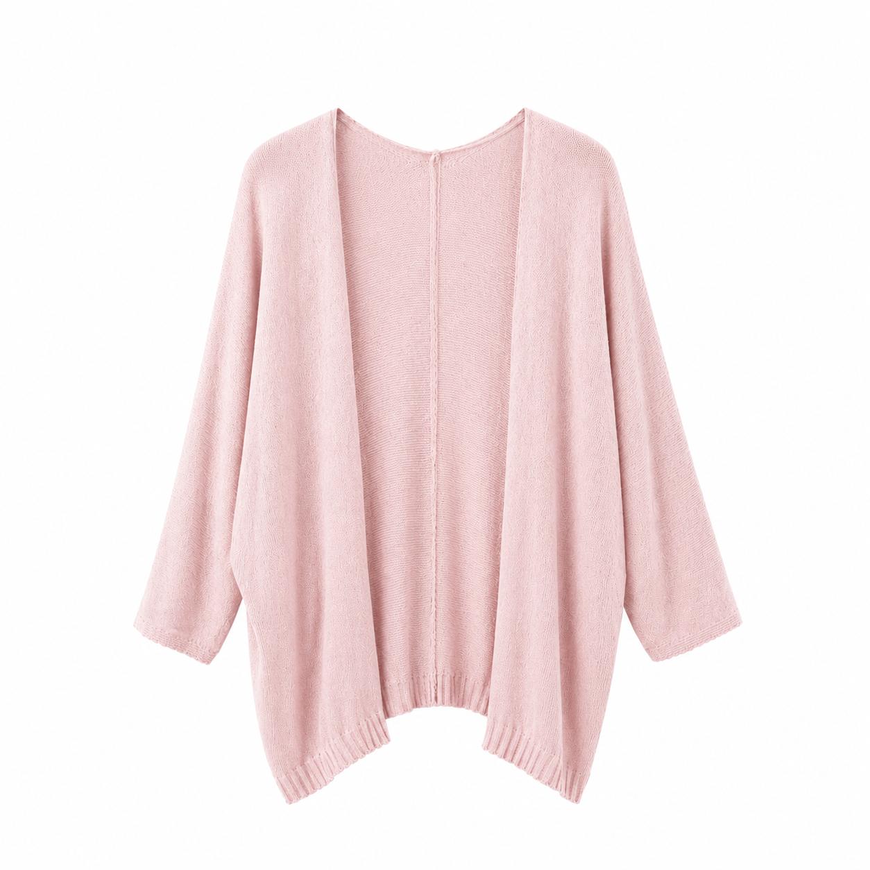YULVET-Chaqueta Rose de Punto Ligero con Manga Amplia y Corte Fluido Estilo Relajado y Elegante para Looks Versátiles de Diario Talla Única