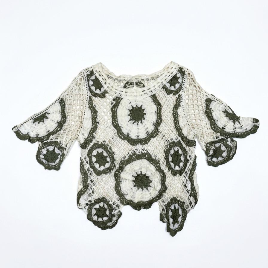 YULVET Top de Crochet Calado con Diseño Floral Estilo Boho Chic
