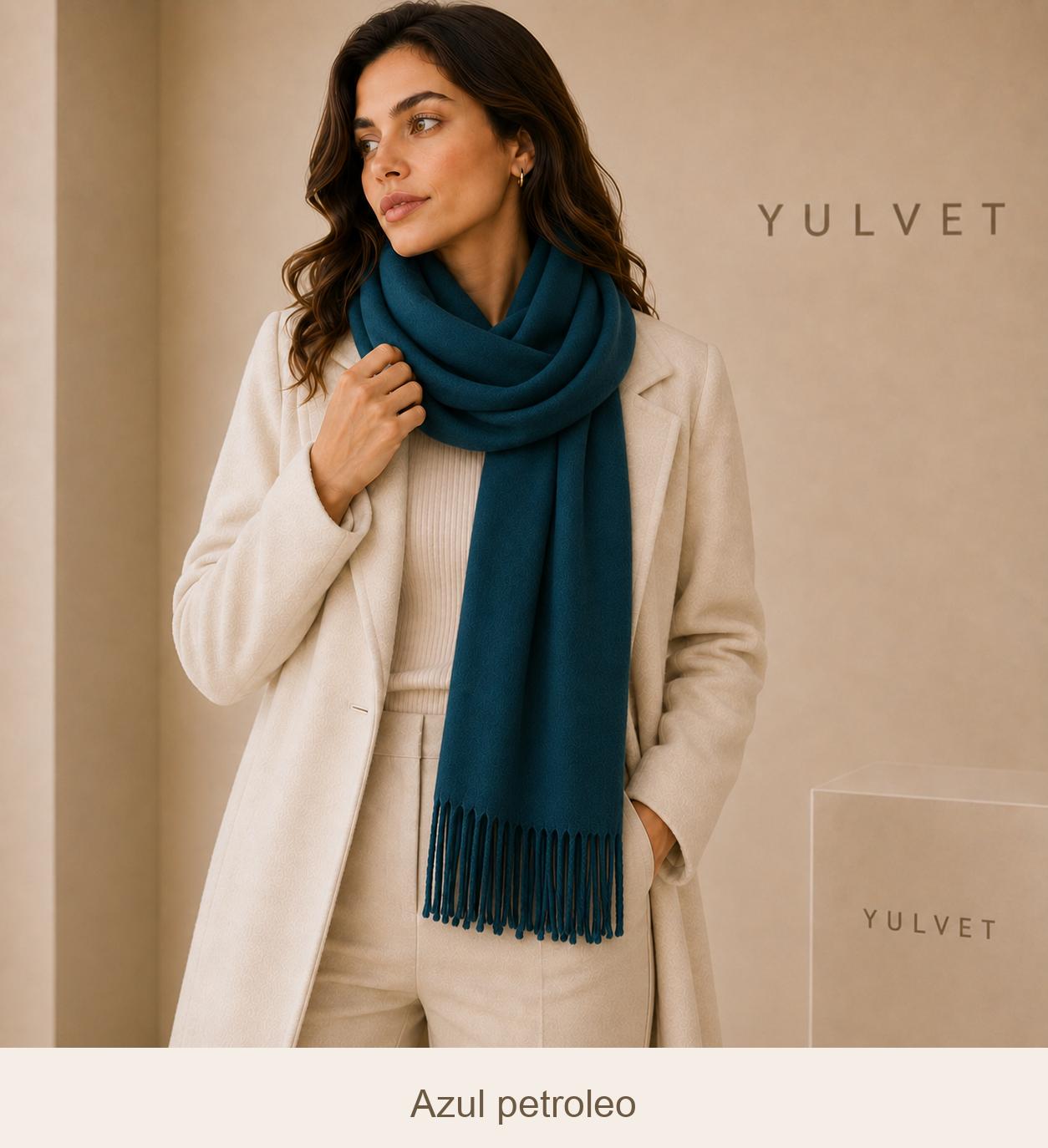 YULVET Bufanda para mujer de tacto suave con flecos, tejido liso ligero y caída elegante, accesorio versátil para uso diario, oficina, viajes y regalo