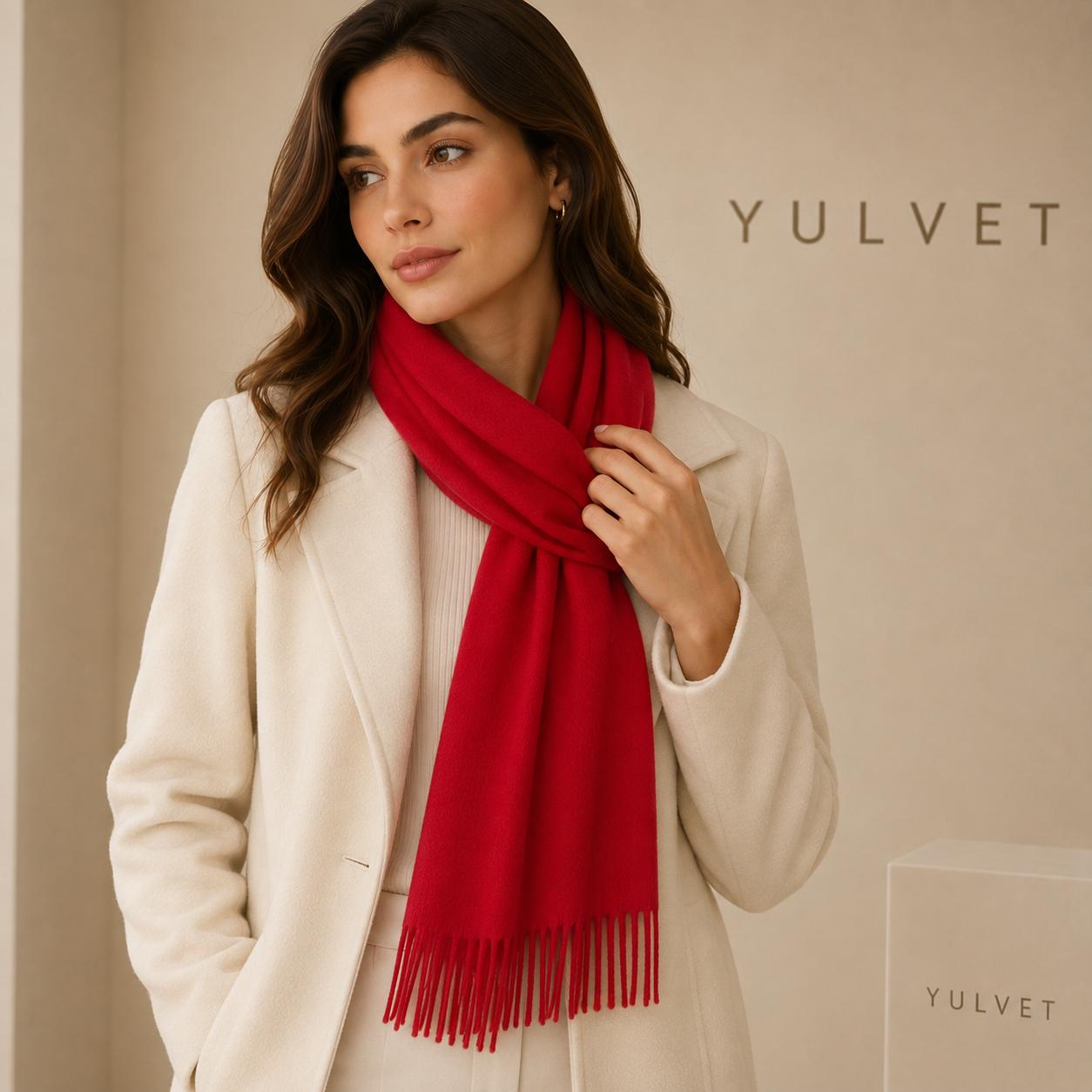 YULVET Bufanda para mujer de tacto suave con flecos, tejido liso ligero y caída elegante, accesorio versátil para uso diario, oficina, viajes y regalo
