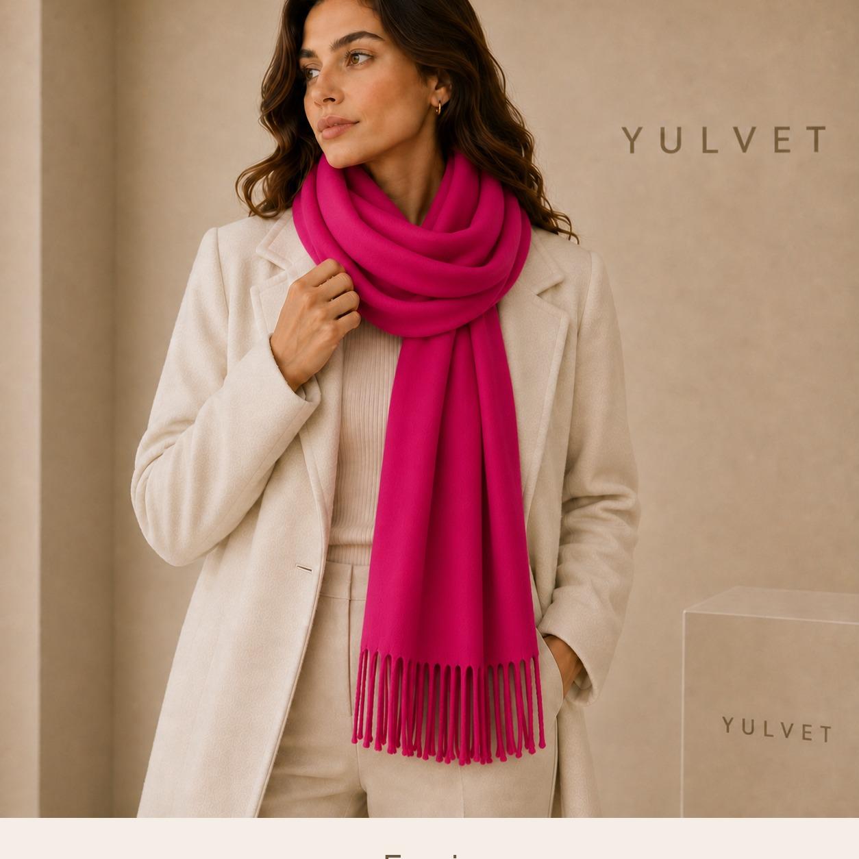 YULVET Bufanda para mujer de tacto suave con flecos, tejido liso ligero y caída elegante, accesorio versátil para uso diario, oficina, viajes y regalo